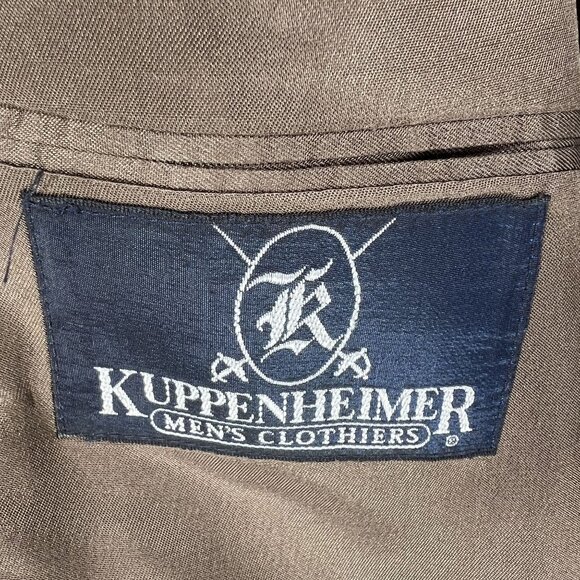 Vintage Kuppenheimer Mens 44R Herringbone Wool Blazer Jacket Brown Quiet Luxury - Picture 13 of 16